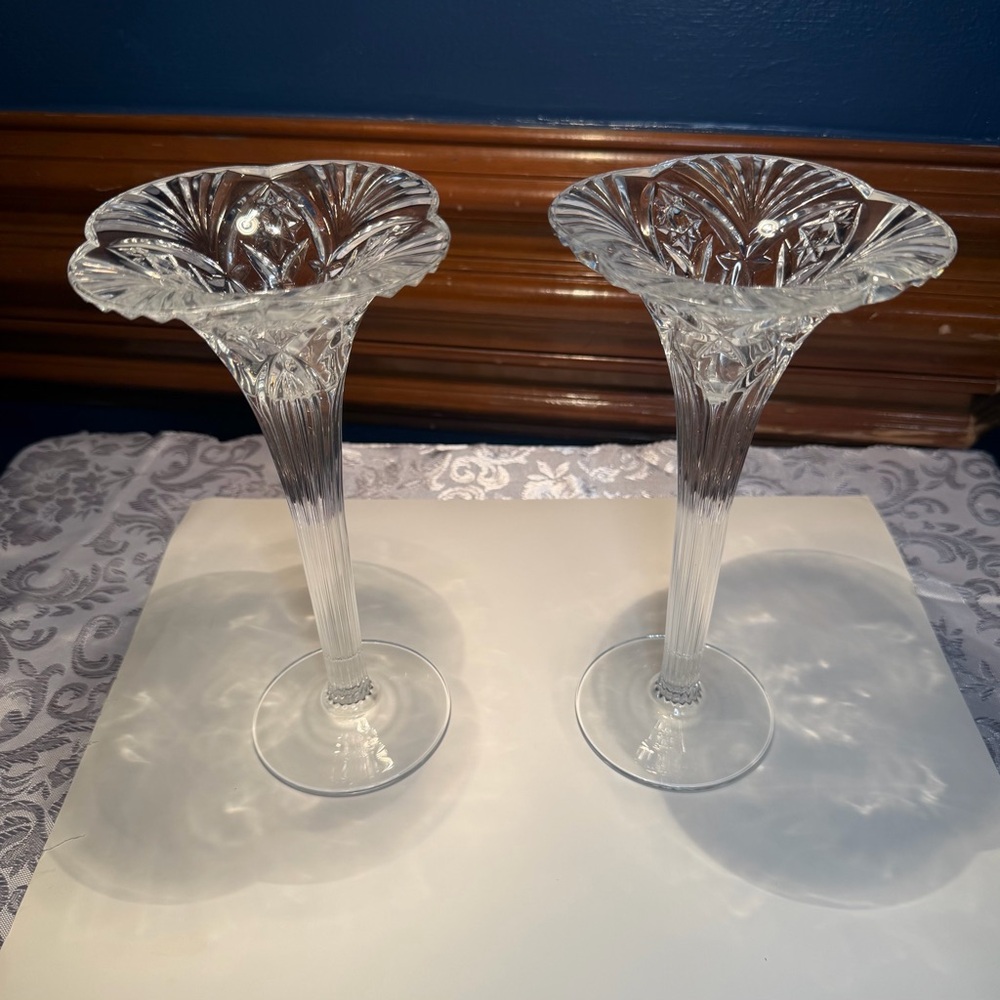 Vintage Cristal d'Arques-Durand Vincennes pattern crystal candlesticks- Set Of 2